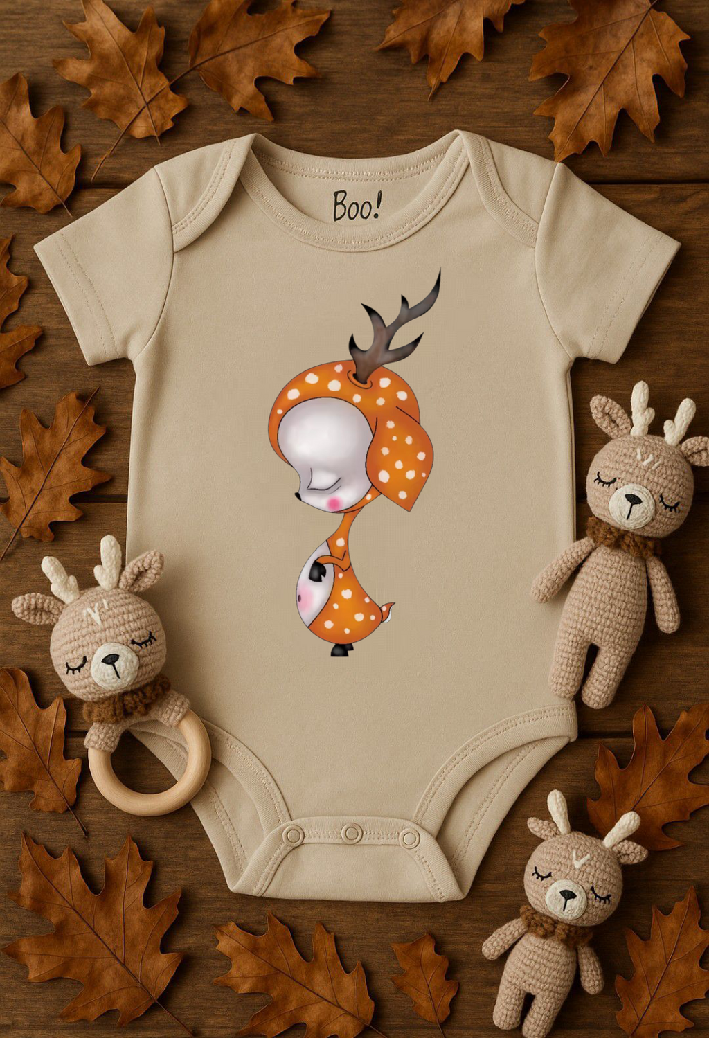Body bebé de algodón orgánico con estampado de ciervo
